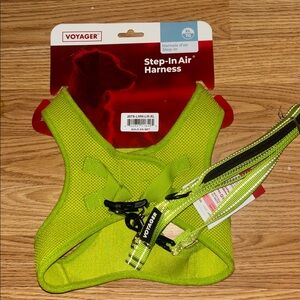 Voyager Step-In Air Dog Harness in Neon Green & leash set
